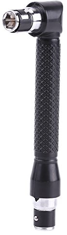 L-Shaped Screwdriver with Two Heads Socket Wrench with 10 Pieces Bits, 1/4 Inch Hex Socket Wrench with Double Head for Home, Garage, Laboratory for Metal, Black, 10,5 x 3,2 x 1 cm / 4,13 x 1,26 x 0,39