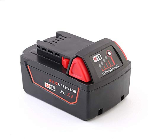 FengBP®M18 18V 5.0Ah Ersatz-Lithium-Ionen-Batterie für Milwaukee M18 M18B 18V Batterie kompatibel mit M18B 48-11-1820 48-11-1850 48-11-1828 Rot (1xM1850 5000mAh)