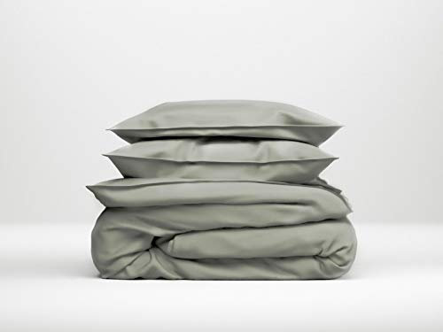 ZO! HOME Satin Bettwäsche 135x200 cm Satinado Uni grau Iron Grey