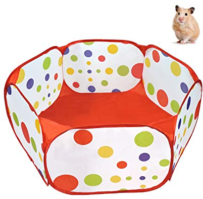 Andiker Small Animal Playpen, Portable Outdoor Exercise Fence Pop-Up Yard Fences, Foldable Pet Tent Play Pen for Guinea Pig, Hamster, Chinchillas and Hedgehogs, Rabbits (Red)