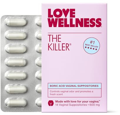 Love Wellness The Killer | Boric Acid Vaginal Suppositories | Balances pH & Supports Odor Control, a Healthy Vaginal Balance and Environment | Fast-Acting & Fragrance-Free | Gentle & Effective | 14 Ct