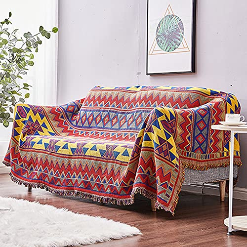 SDINAZ Sofadecke Dekorative Decke Kuscheldecke Bettwurf DeckeBettdecke Stuhldecke Sofa Bezug Sofaüberwürfe Waschbar Überwürfe Reisedecke mit Quaste Geometrie Muster 230 cm x 250 cm