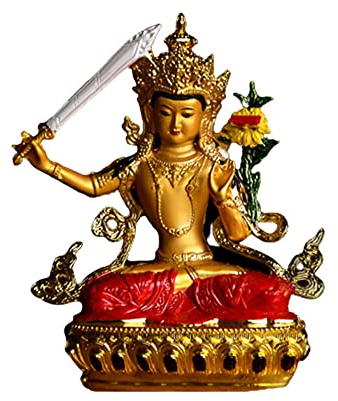 YGAKX Deko Buddha Figur für Wohnzimmer Tantrische Buddha-Statue Bemalte Manjushri Buddha-Statue Tibetischer Buddhismus Liefert Heimtextilien