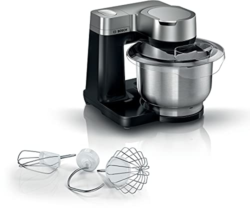 Bosch électroménager MUMS2VM00 - Robot de cocina Serie 2-900 W, 7 velocidades + turbo, kit de repostería, cuenco de 3,8 l, acero inoxidable, color negro