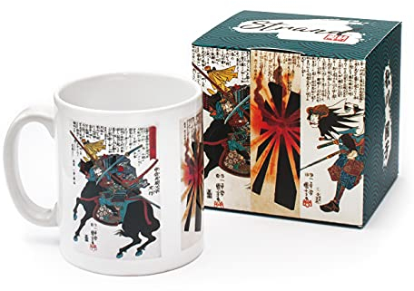 Set di tazze in scatola – Giapponese Woodblock Art Giappone Samurai Horse Warrior Armour Cup