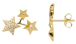 Xenox Damen 925 Sterling Silber Ohrstecker mit Zirkonia in goldfarben - SPLASH - XS2298G