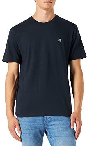 Marc O'Polo Herren T-Shirt aus Bio-Baumwolle mit Rundhalsausschnitt, Blau (Dark Navy), XS