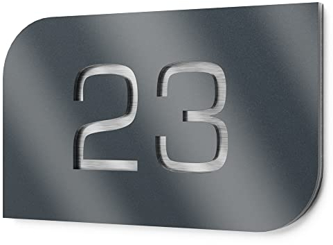 Graviers Design Targhetta per numero civico in acciaio inox V2A, 160 x 110 mm, antracite metallico, resistente alle intemperie antiruggine, personalizzabile secondo il proprio numero, Made in Germany