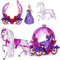 Puppen Kutsche mit Pferd & Puppe - lila passend für Barbie Puppen - Steffi Love - LOL Surprise Spielzeug Puppe - Prinzessin Pferdekutsche - Märchenkutsche..