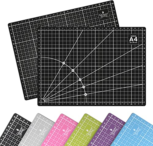 BASE DE CORTE QUIJOTE PAPER WORLD - Tamaño A4, 6 colores básicos, Patchwork, Guías de corte, cicatrización rápida, 3mm espesor, planchas para cortar - NEGRO 1 UNIDAD
