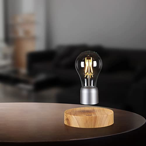 DIDWI Schwebende Glühbirne Lampe, schwimmende drahtlose LED-Birnen-Schreibtischlampe Magnetschwebe-Rotation Birnen Lampen (Gelbe Basis)