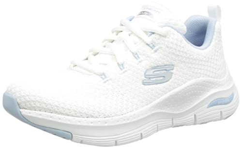 Skechers Arch Fit für Damen – Glee for AllSneaker, Weißer Strick, hellblauer Besatz, 41 EU