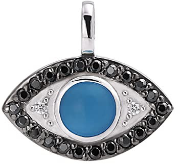 NKlaus Kettenanhänger Böser Blick 15x10mm 925 Silber evil eye Anhänger mit Blauem Achat 9984