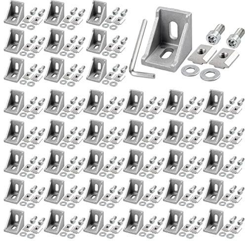 GETLITOOL 40x Befestigungsmaterial Winkel, Aluprofile 30x30 Nut 8 Aluminium Winkelverbinder Eckverbinder Aluwinkel für 8mm Nutbreite Streben, Stangenprofile 3D-Drucker, CNC-Fräsen, DIY-Projekte