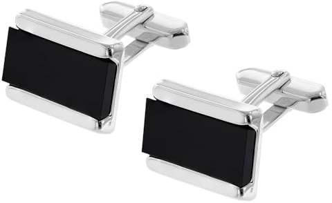 trendor 41876 Manschettenknöpfe 925 Silber mit Onyx modisches Accessoire für Herren, zeitlose Geschenkidee für Männer,