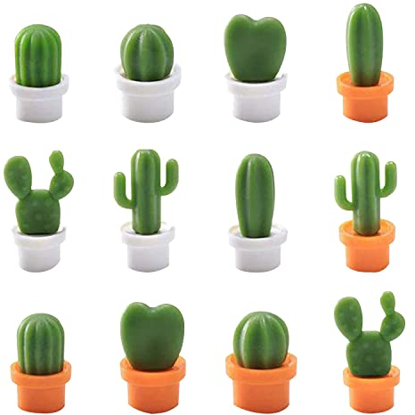 12 imanes de nevera con forma de bola de cactus, lindos imanes de nevera para plantas, mini imanes para nevera, decoración de pegatinas magnéticas creativas, adecuados para cocina, sala de estar,