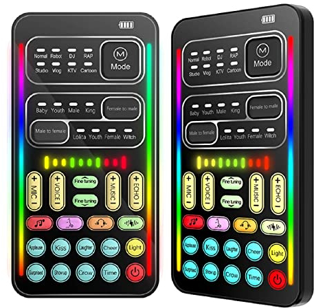 Voice Changer, Handheld Microphone Voice Changer Disguiser Modulator for PS4 PS5 XboxOne Switch Phone Computer PC Laptop, 8 Sound Effects, Effect Live Broadcast Card for Adults Kid