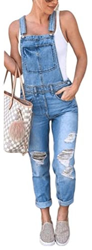 ORANDESIGNE Salopette Denim Donna Senza Maniche Jeans Tuta in Denim Jumpsuit Pantaloni Casual Vintage Jeans Lunga Salopette Estivi Moda Overall Playsuit Romper I Blu S