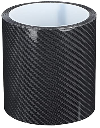 Film de Protection de Peinture pour Voiture, Ruban Adhésif en Vinyle Carbone Film de en Fibre de Carbone Noir Autocollant Anti-Rayures pour Porte de Voiture (10 Cm X 3 mètres)