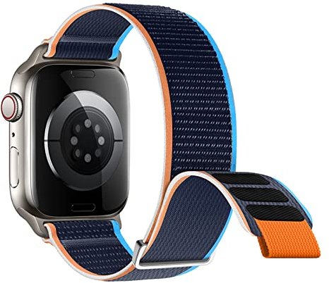 Nepfaivy Ersatzarmband Kompatibel mit Watch Armband 44mm 49mm 46mm 45mm 42mm für Damen Herren, Nylon Stoff Klett Verstellbares Sport Armband für iWatch Series 10/9/8/Ultra/SE/7/6/5/4/3/2/1, Marineblau