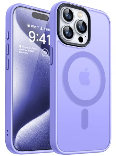 CANSHN Magnetisch für iPhone 15 Pro Max Hülle für MagSafe [TOP Magnetische Adsorption] [Militärschutz] Schutzhülle Samtige Touch Matt Anti-Kratzen Handyhülle iPhone 15 Pro Max Case, Hellviolett
