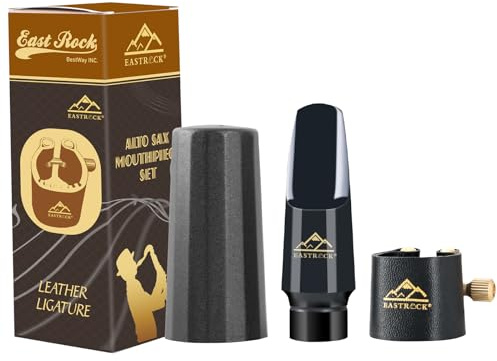 EASTROCK Alto Saxophone Mouthpiece Kit includes Leather Ligature, Plastic Cap, Professional Alto Sax Mouthpiece, Musical Instruments Accessory for Beginner/Student/Musician