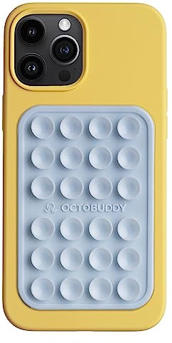 OCTOBUDDY MAX || Silicone Suction Phone Case Adhesive Mount || Compatible with iPhone and Android, Anti-Slip Hands-Free Mobile Accessory Holder for Selfies and Videos (MAX - Baby Blue)