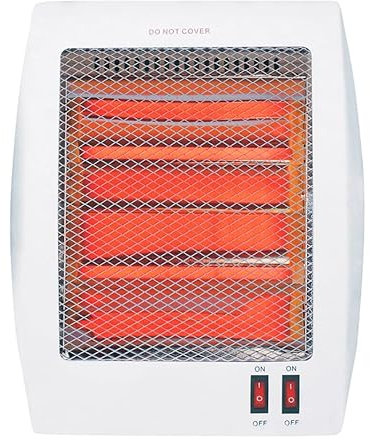 Estufa de cuarzo plano 400-800W, con sistema anti-vuelco, ideal para calentar espacios pequeños y proporcionar confort térmico.