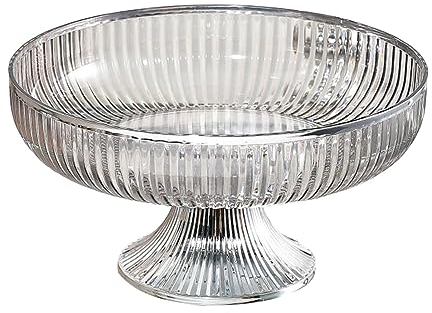 Pedestal Fruit Bowl, Kitchen Worktop with Base, Elegant Bowl, Snacks, Fruit Basket, Bowl, Fruit Basket for Farmhouse Centerpiece, Amber Argent Edge Salad Bowl Glass Large (Pink, One Size)