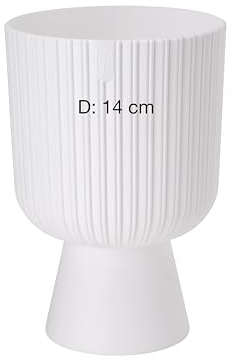 MELTOM Blumentopf aus Kunststoff Pflanzkübel Blumenkübel Kelch mit Rillen 3D (Weiß, M-14 cm)