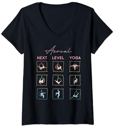 Aerial Yoga Geschenke, Aerial Hoop, Lyra Ring Upside Down Dance T-Shirt mit V-Ausschnitt