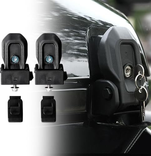 ETL INDUSTRIES Abschließbare Haubenriegel mit Schlüssel, passend für 2018, 2019, 2020, 2021, 2022, 2023, 2024, für Jeep Wrangler JL/Gladiator JT, Diebstahlsicherung, Haubenriegel, Schwarz, 2 Stück