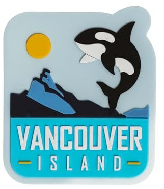 Vagabond Heart Vancouver Island Kühlschrankmagnet – Victoria BC Kühlschrankmagnet – Vancouver Island PVC-Souvenir-Magnet – 3D-Retro/Vintage-Küchen-Reisegeschenk – Orca-Wal Sight Seeing