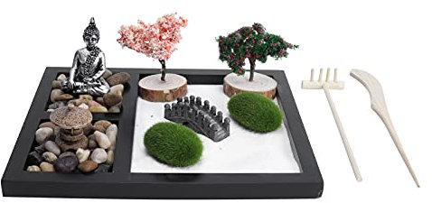 Dekaim Zen Garden Sand Table Buddha Statue Sandbox Japanese Style Desktop Tray Craft Decoration