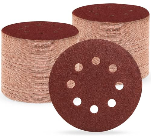 150 Stück Schleifpapier 125mm Klett, 100 Körnung Schleifscheiben 8 Loch für Exzenterschleifer (150 Stück,100 Körnung）