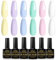 INPING Pastel Gel Nail Polish, 6 Colors Spring Summer Gel Polish, Pink Purple Blue Green Yellow White Macaron Candy Nail Varnish Set Soak Off UV/LED Beauty Set for DIY Nail Art at Home