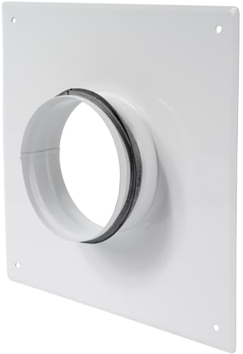 Kanalanschluss Flansch Ø 100 mm Weiß Kanal, Verzinkter Stahl mit Gummidichtung, Gerader oder flexibler Rohrflansch für Heizungs, Kühlungs und Belüftungssysteme (10 cm)