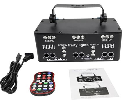 AUBEST Illuminazione scenica, 21 Fori DJ Disco RGB Party Beam Stage Proiettore Luce UV LED Strobe Sound Nightclub Natale Halloween Holiday Wedding Lamp