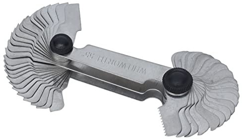 Calibro del passo della filettatura in acciaio inossidabile color argento, calibro Whitworth da 55 gradi e misuratore del passo della filettatura metrico da 60 gradi per