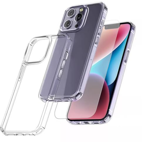 IBISTORA 2 in 1 Case for iPhone, With Shock-Absorbing Corners And HD Clear TPU Hydrogel Soft Screen Protector Film With Guide Sticker for iPhone 12/12 Pro - Crystal Clear, 6.1-inch