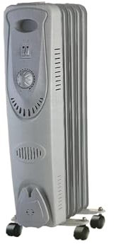 Radiador de aceite, 5 elementos, calefacción eficiente, control de temperatura, ideal para calentar espacios domésticos y oficinas.
