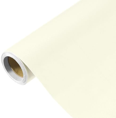 sourcing map Papier peint jaune crème, à décoller et à coller, papier contact jaune crème, papier peint autocollant en vinyle de couleur unie, décoration murale pour revêtement mural (299,7 x 40,9 cm)