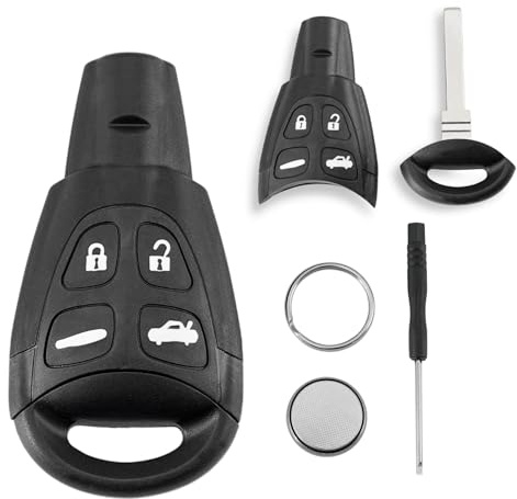 For SAAB 9-3 Remote Key Fob 2008-2011 4 Buttons Car Key Fob Case Battery CR2032