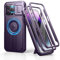 Dexnor for iPhone 14 Pro Max Magnetic Case With Slide Camera Cover & Adjustable Kickstand & Built-in Screen Protector, Rugged Shockproof Bumper Cases Heavy-duty Cover - Phantom Purple