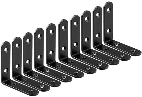 ZiYuya 10pcs Staffa angolare a L, Staffe Angolari con giunto ad angolo retto, Squadrette Angolari Per Legno Di 90°staffa di supporto Fissaggio angolare per Mobili, Scaffali, Sedie In Legno 50mm x 50mm