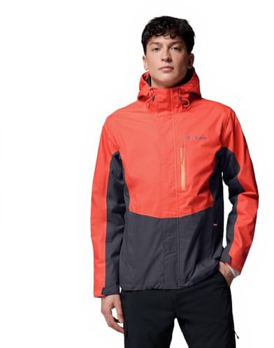 Columbia Men's Pouring Adventure 3 Jacket, Waterproof Rain Jacket, Zing, Shark, XL