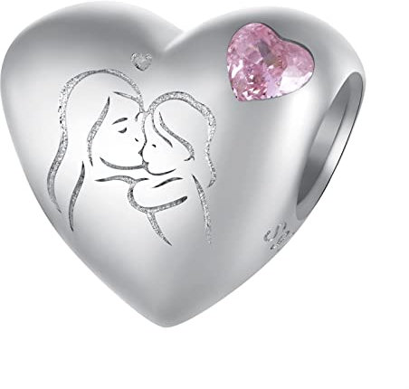 Charm Perlen 925er Sterlingsilber rosa Herz der Muttertagskollektion, DIY-Anhänger toller Mutterliebe Frauen und Mädchen, kompatibel Bettelarmbändern und Halsketten
