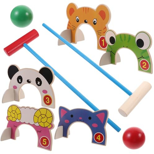Toddmomy Jeux De Croquet pour Enfants Jeu De Boules en Bois Jouets Dextérieur pour Enfants Liens Familiaux