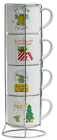 NMR Distribution Star Wars Grogu Holiday Cuteness Lot de 4 tasses empilables en céramique 300 ml