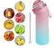 Gradient Sports Water Bottle, 650ml, with 7 Fruit Flavour Rings, Straw Brush, Frosted Design (Shade 1)